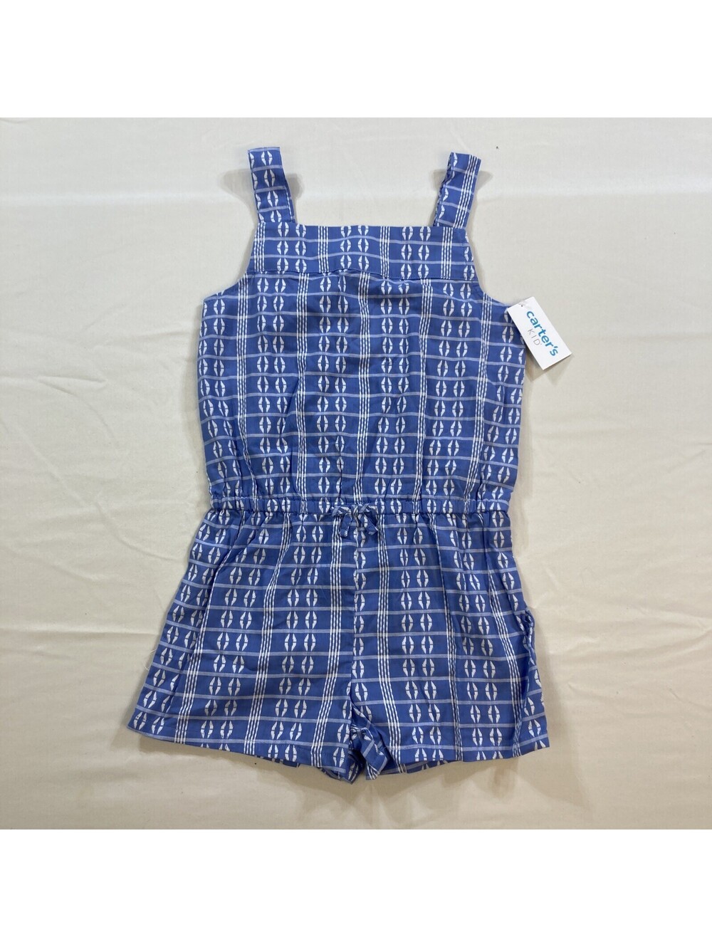 Carter's Girls Size 7/7A Sleeveless Blue Patterned Romper Jumper NWT